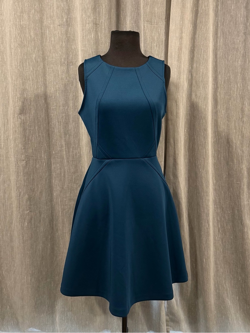 Jennifer Lopez Deep Teal Structured Sleeveless Fit & Flare Dress